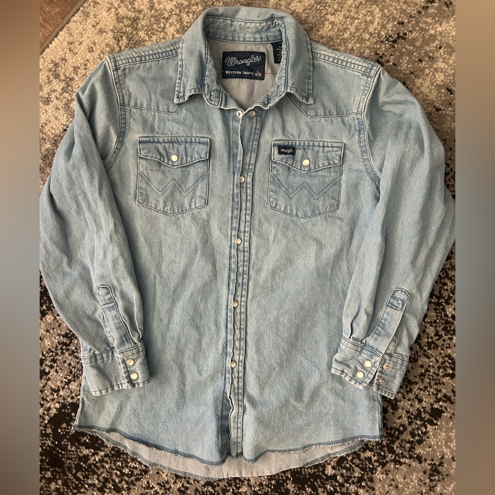 Wrangler Girl's Pearl Snap Button Up Denim Shirt